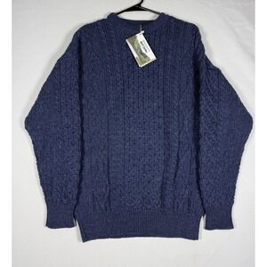 NWT Aran Crafts Heavyweight Sweater Men's Medium Wool Caspian Made in Ireland